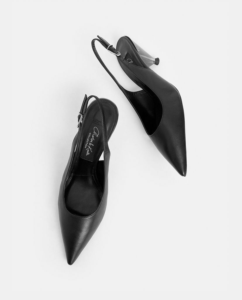 CHARLES & KEITH - Giày cao gót mũi nhọn Leather Cone