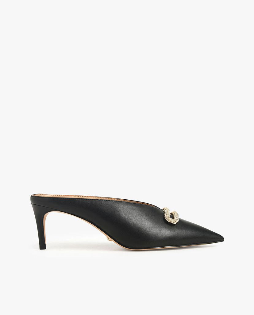 CHARLES & KEITH - Giày cao gót mũi nhọn Leather Metallic Accent