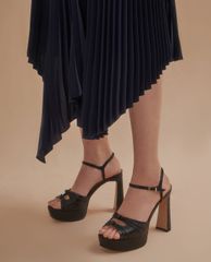 CHARLES & KEITH - Giày cao gót hở mũi Leather Knot Detail