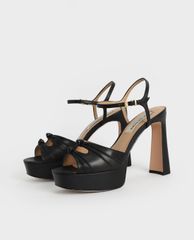 CHARLES & KEITH - Giày cao gót hở mũi Leather Knot Detail