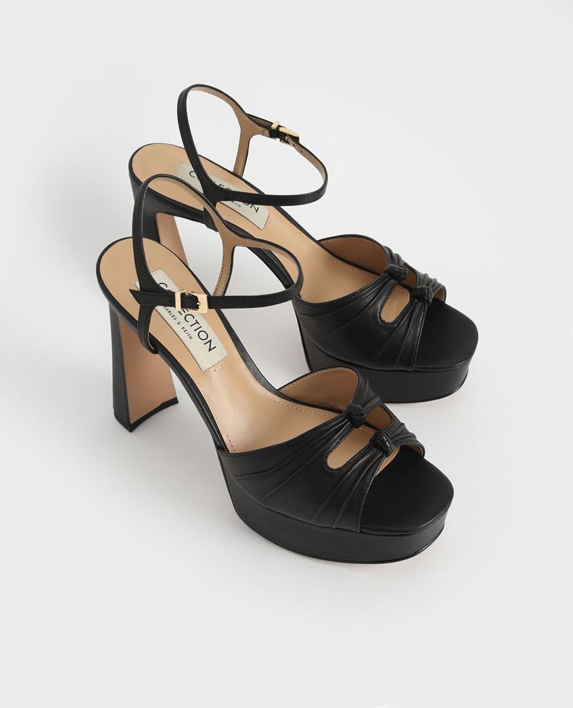 CHARLES & KEITH - Giày cao gót hở mũi Leather Knot Detail