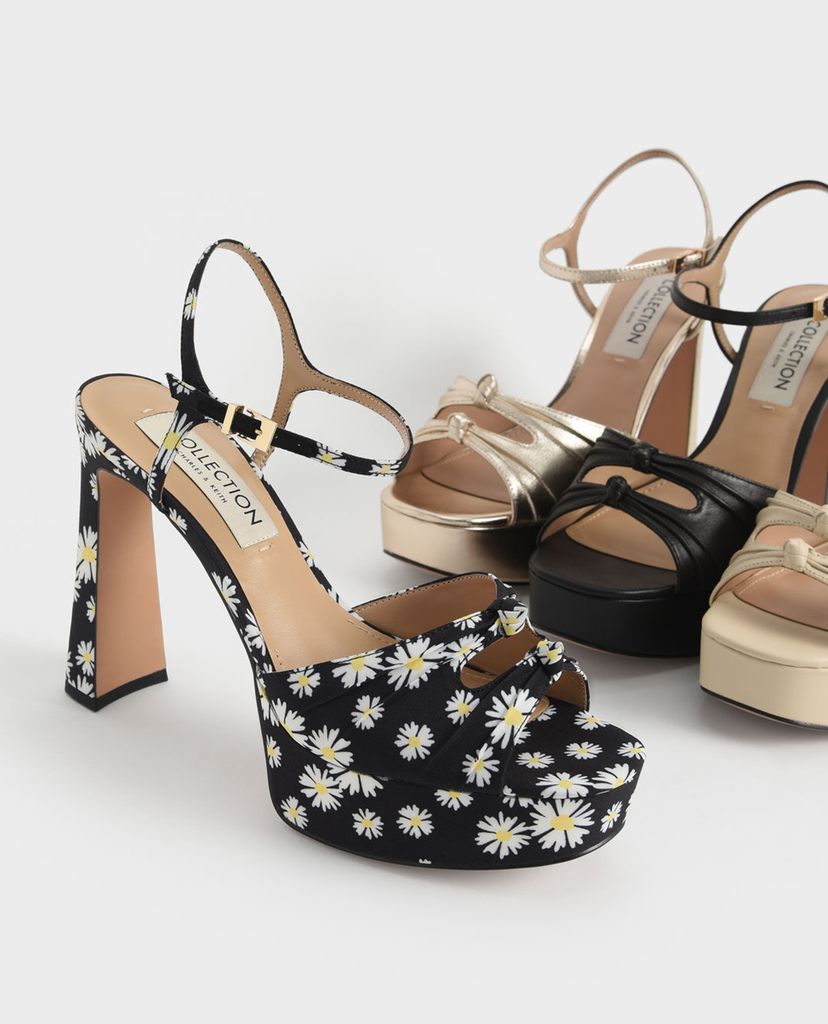 CHARLES & KEITH - Giày cao gót hở mũi Leather Knot Detail