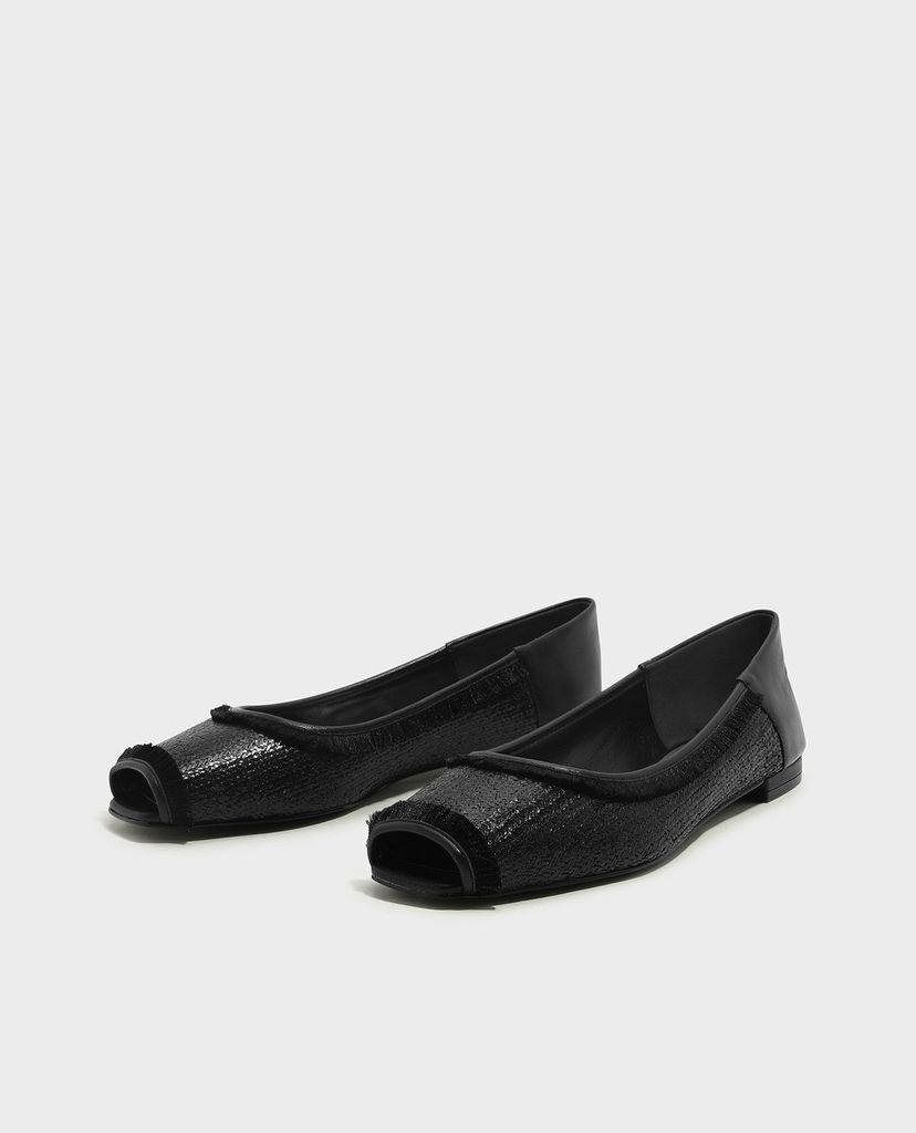 CHARLES & KEITH - Giày búp bê nữ hở mũi Leather Peep