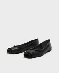 CHARLES & KEITH - Giày búp bê nữ hở mũi Leather Peep