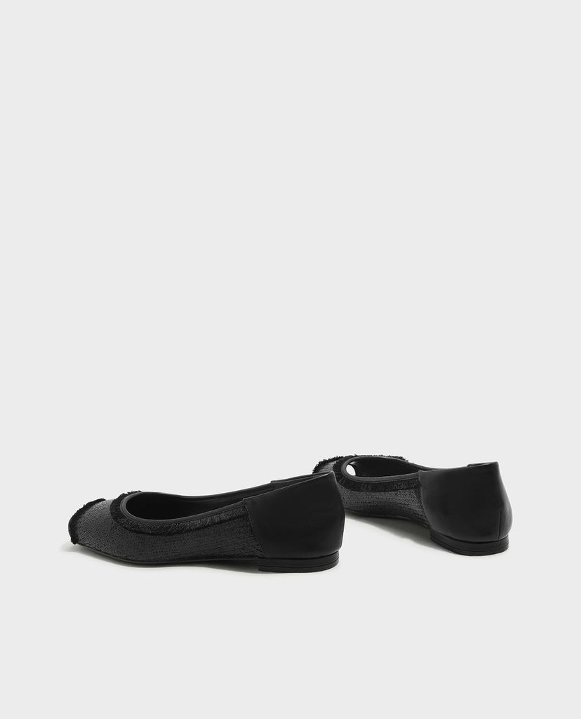 CHARLES & KEITH - Giày búp bê nữ hở mũi Leather Peep