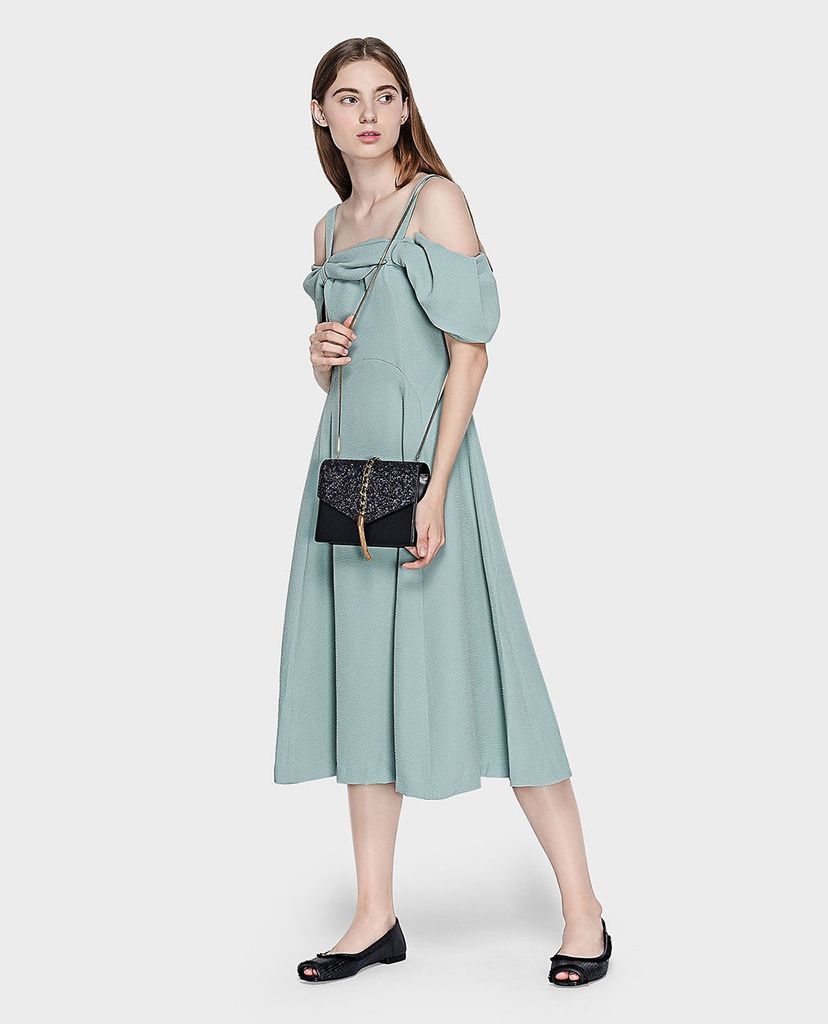 CHARLES & KEITH - Giày búp bê nữ hở mũi Leather Peep