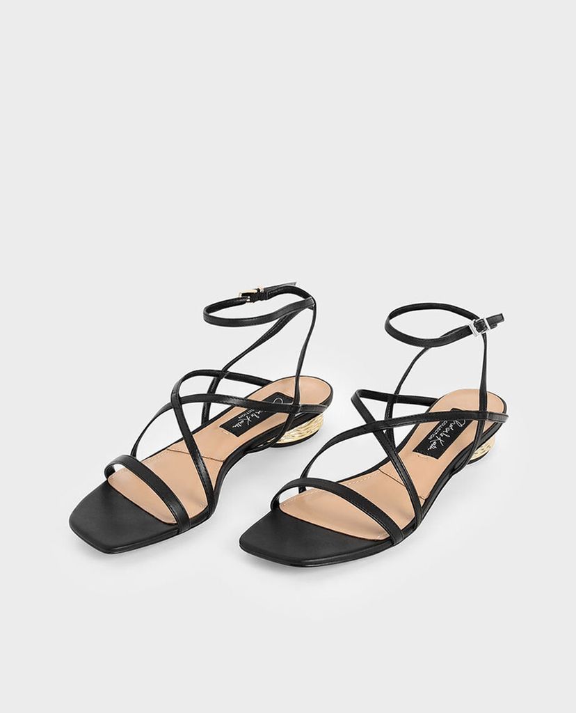 CHARLES & KEITH - Giày sandal nữ quai mảnh Leather Strappy