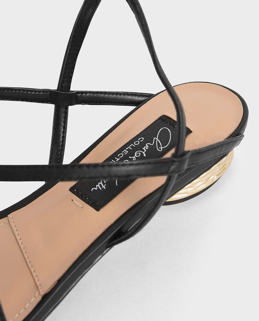 CHARLES & KEITH - Giày sandal nữ quai mảnh Leather Strappy