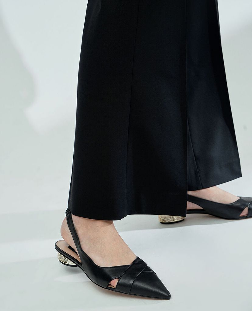 CHARLES & KEITH - Giày cao gót mũi nhọn Leather Slingback