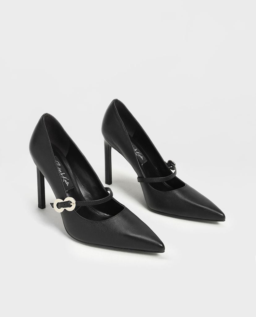 CHARLES & KEITH - Giày cao gót mũi nhọn Leather Infinity