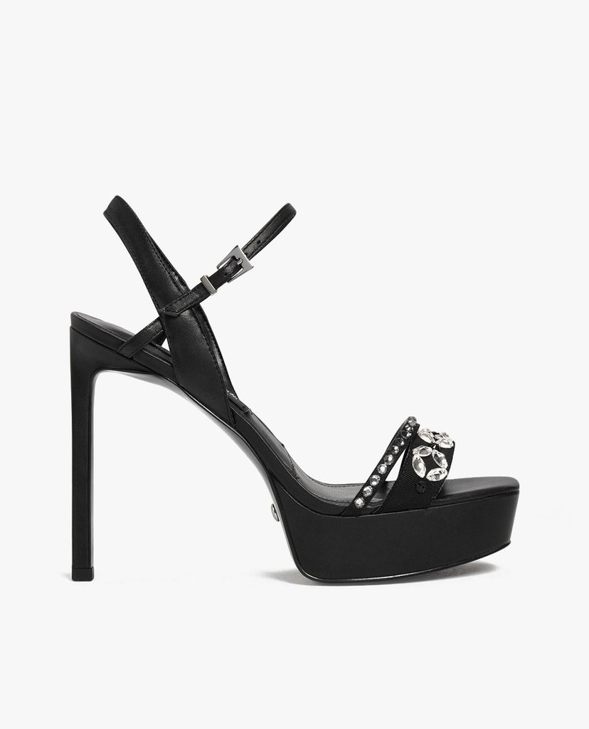 CHARLES & KEITH - Giày cao gót quai ngang đính hạt Leather Bedazzled