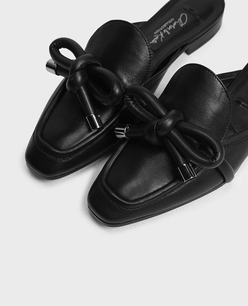 CHARLES & KEITH - Giày đế bệt phối nơ thắt Leather Bow