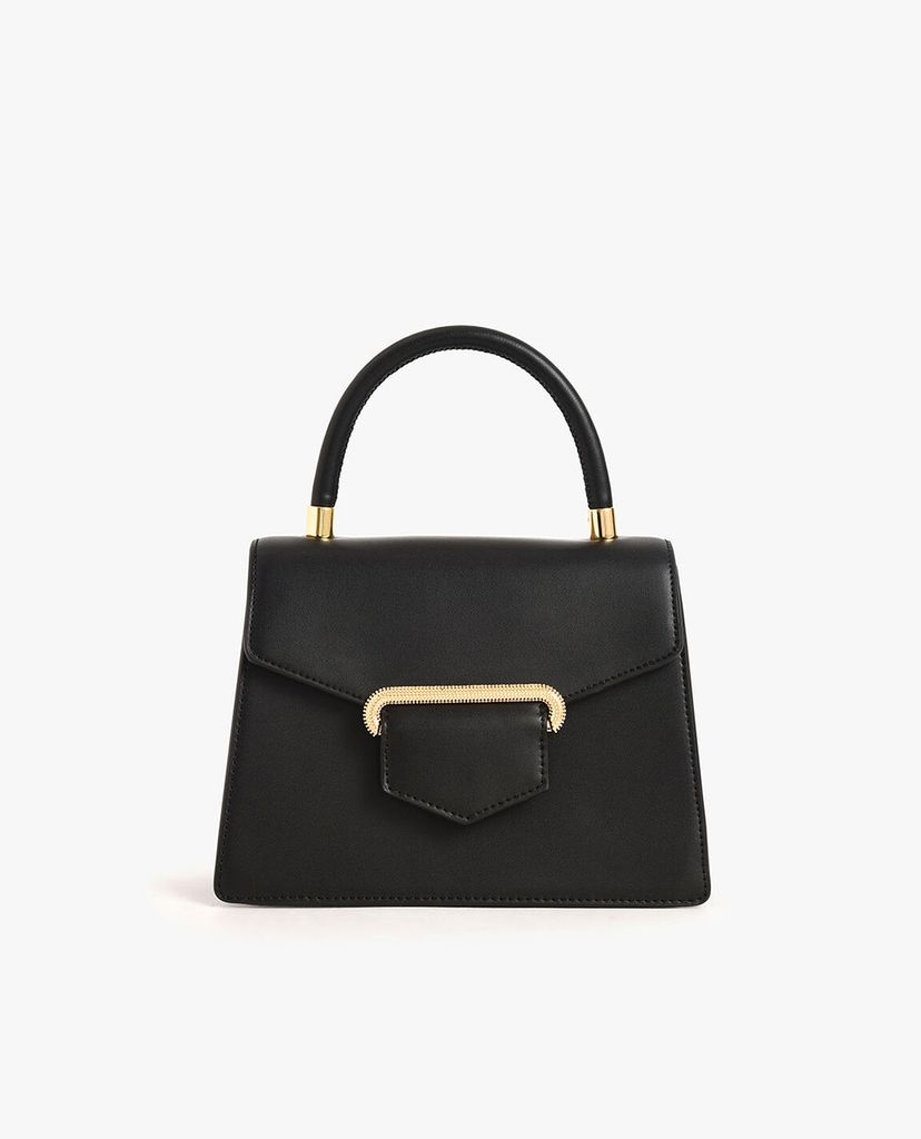 CHARLES & KEITH - Túi xách tay hình thang Leather Metallic Accent