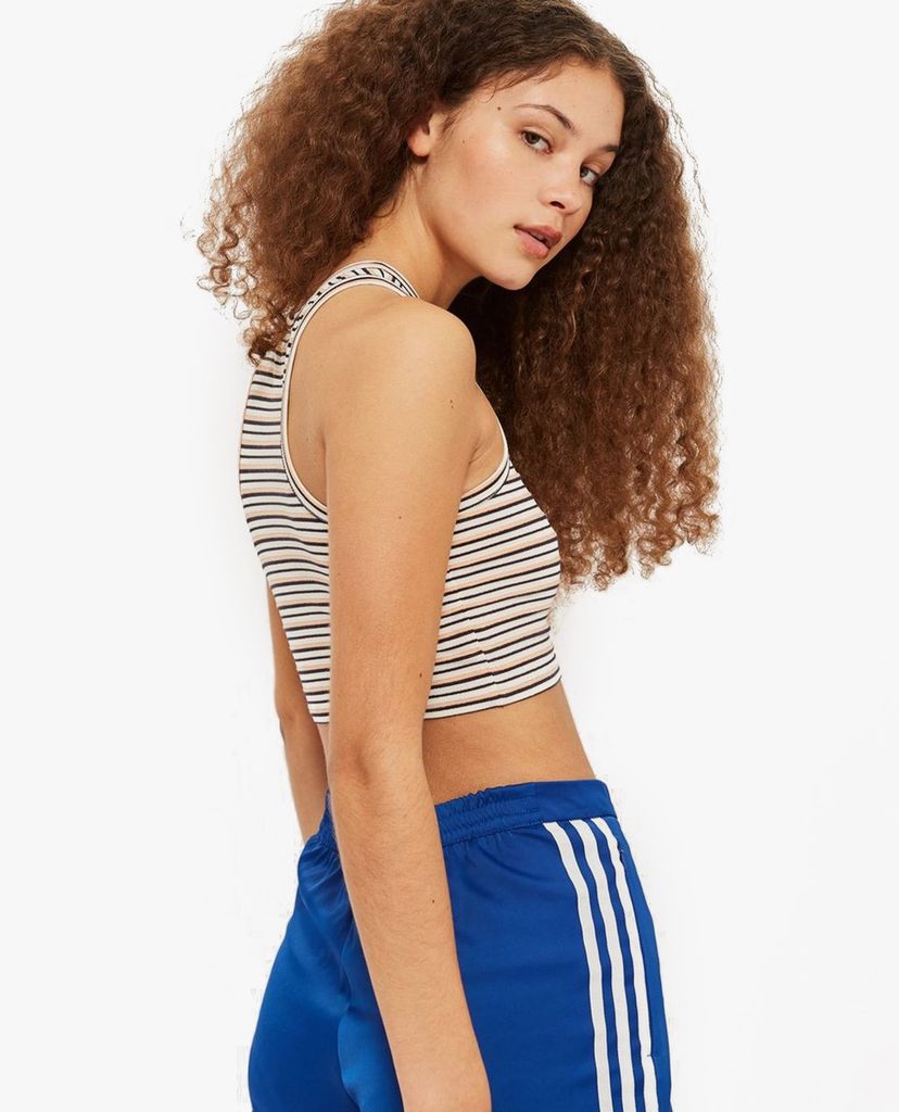 TOPSHOP - Áo ba lỗ nữ phom croptop Lurex Striped Racer