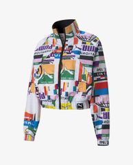 PUMA - Áo khoác thể thao nữ cổ trụ International Printed Woven Sportstyle