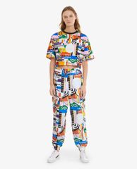 PUMA - Áo croptop nữ cổ tròn ngắn tay International Printed Sportstyle