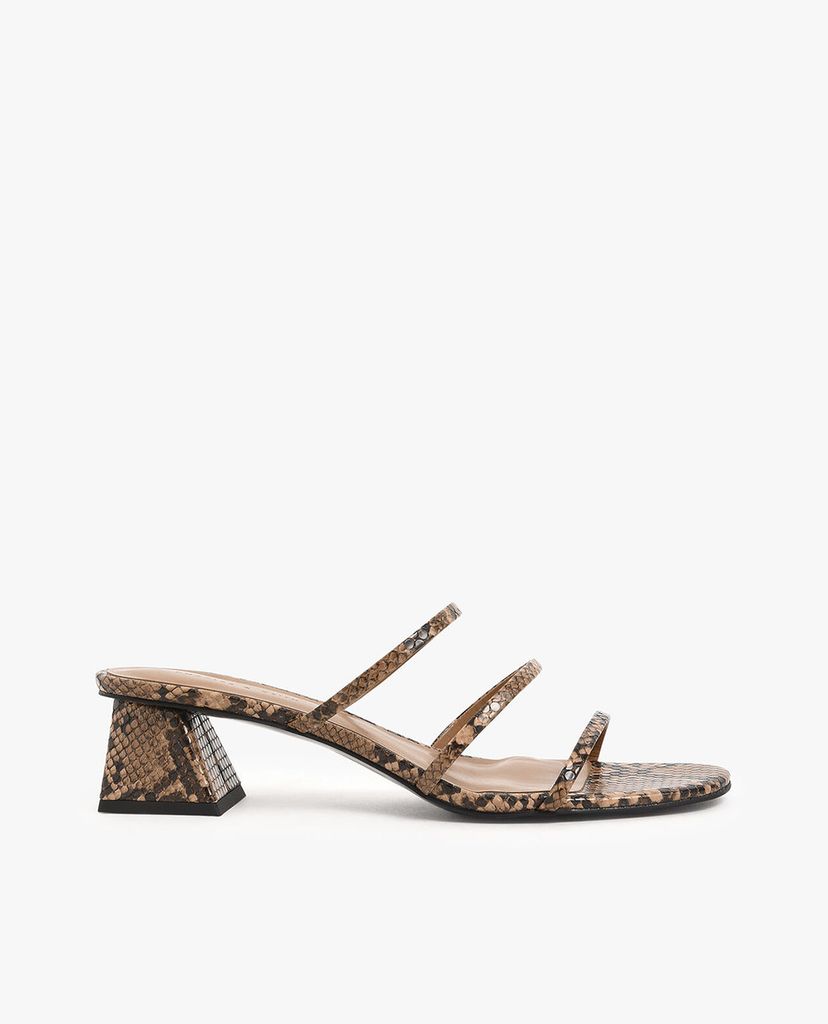CHARLES & KEITH - Giày sandals cao gót đế vuông Triple Strap