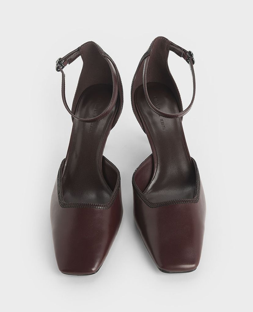 CHARLES & KEITH - Giày cao gót mũi vuông Stitch Detail D Orsay
