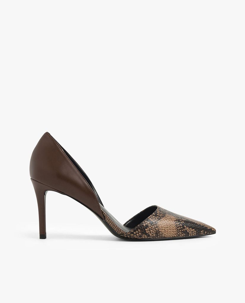 CHARLES & KEITH - Giày cao gót mũi nhọn Snake Print D Orsay Pumps