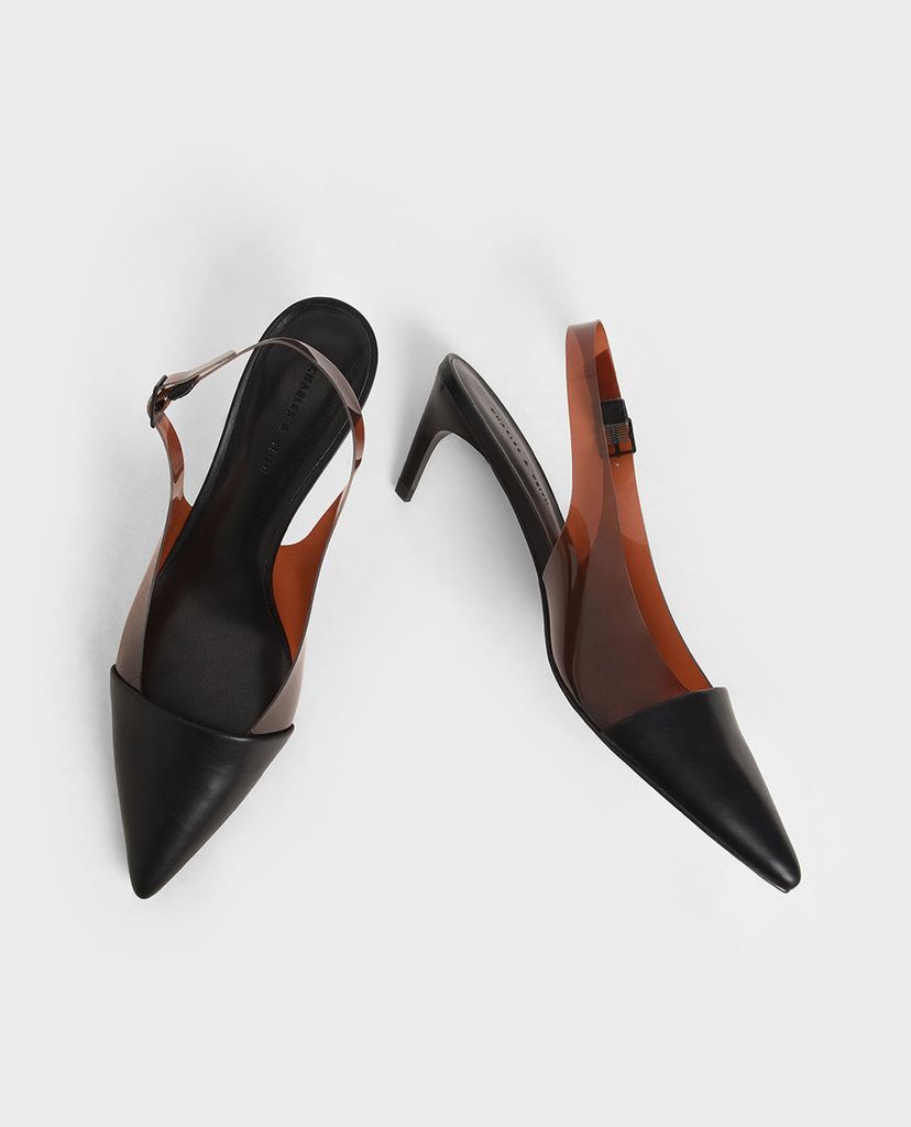 CHARLES & KEITH - Giày cao gót mũi nhọn See Through Effect Metallic