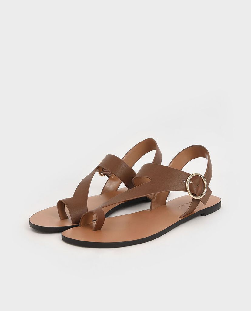 CHARLES & KEITH - Giày sandal nữ Toe Loop Asymmetric Strap