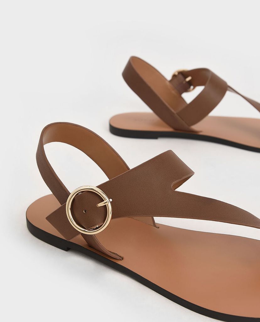 CHARLES & KEITH - Giày sandal nữ Toe Loop Asymmetric Strap
