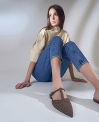 CHARLES & KEITH - Giày đế bệt nữ mũi nhọn Woven T Bar