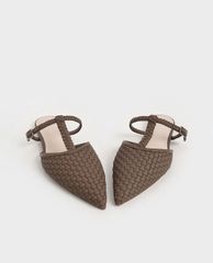 CHARLES & KEITH - Giày đế bệt nữ mũi nhọn Woven T Bar