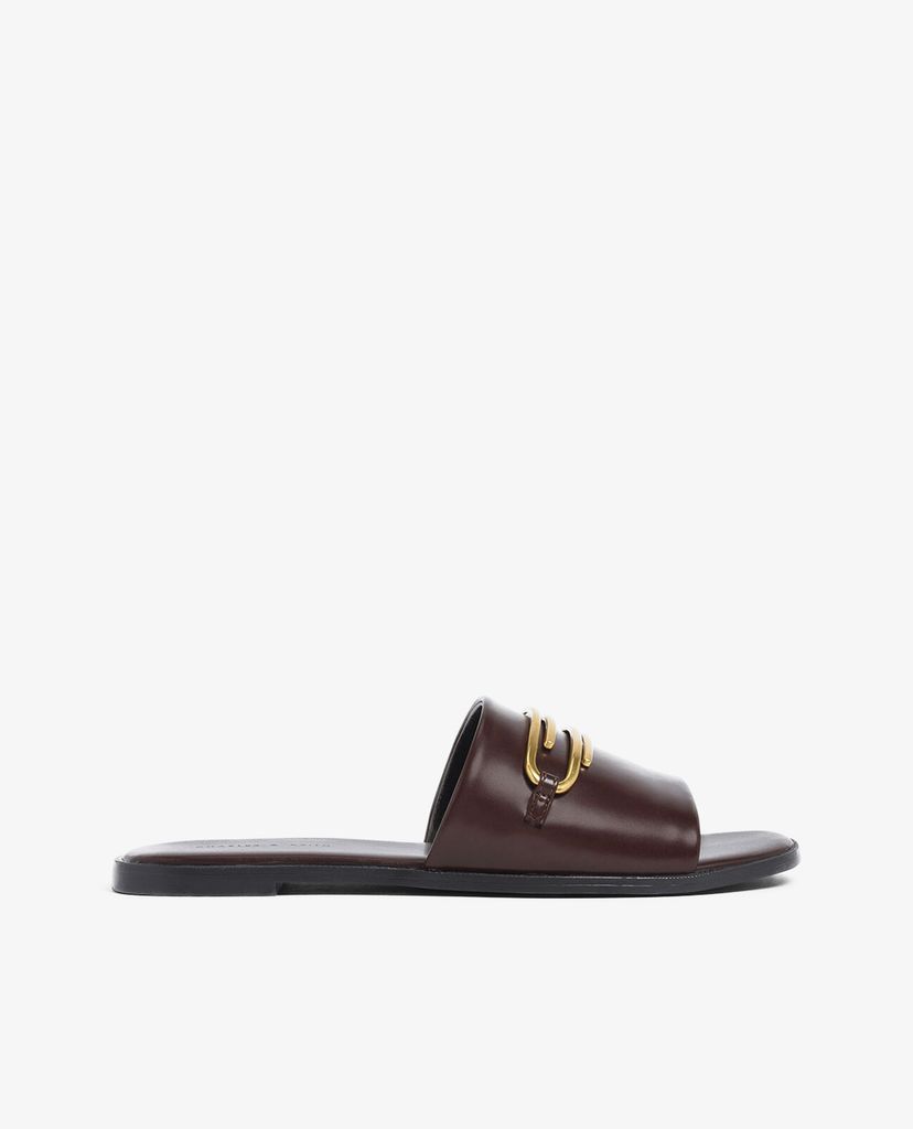 CHARLES & KEITH - Giày sandal nữ quai ngang Metal Accent Slide