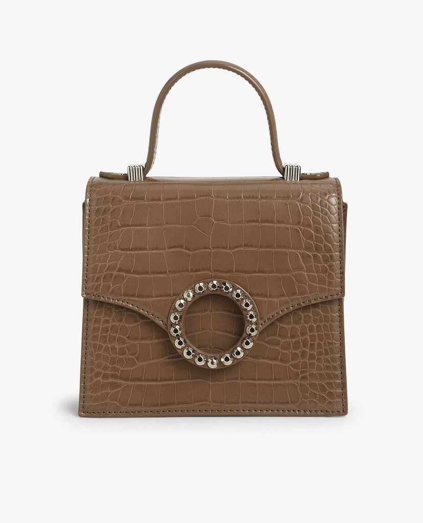 CHARLES & KEITH - Túi xách tay nữ Croc Effect Embellished Buckle