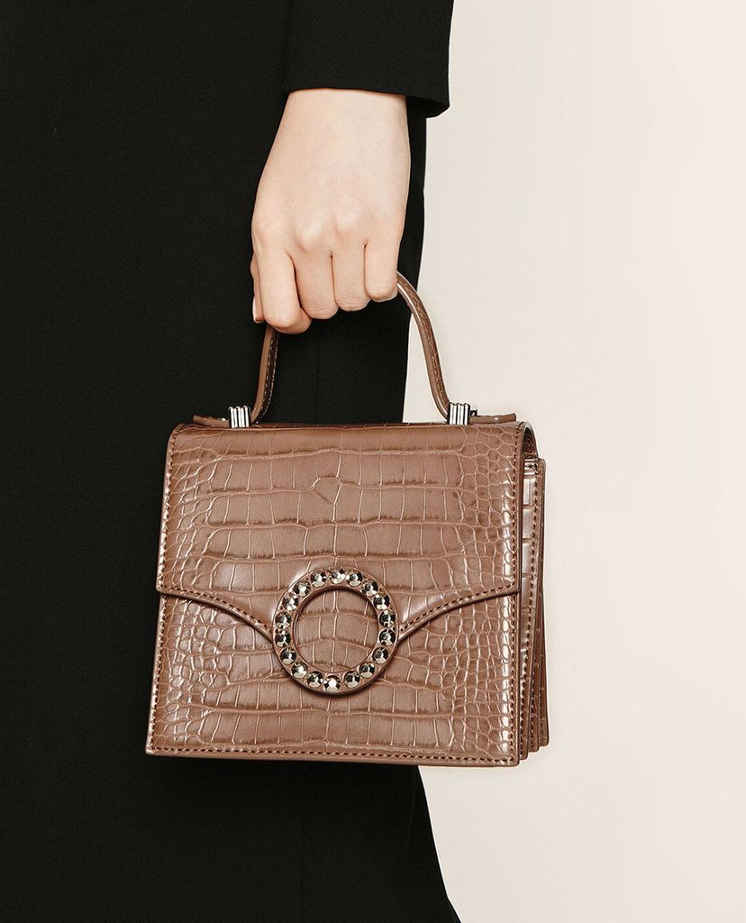 CHARLES & KEITH - Túi xách tay nữ Croc Effect Embellished Buckle