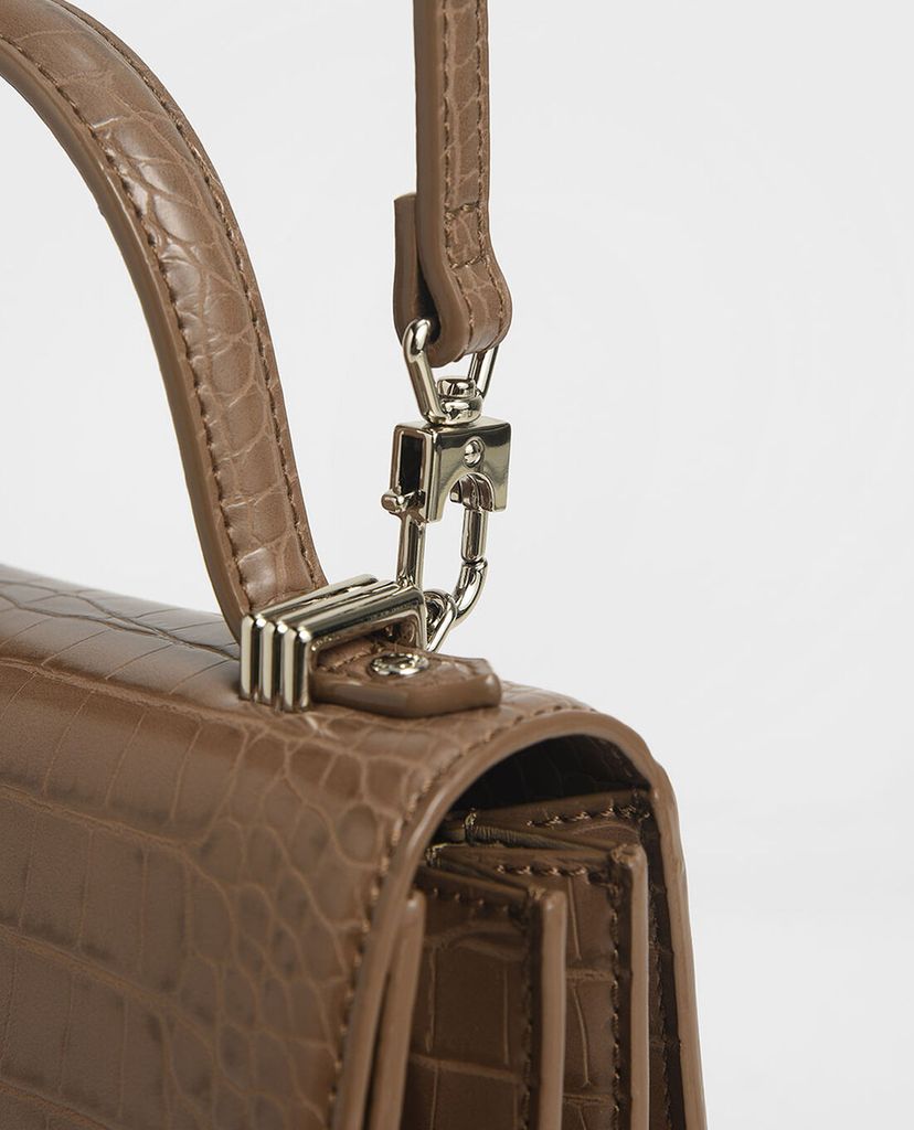 CHARLES & KEITH - Túi xách tay nữ Croc Effect Embellished Buckle