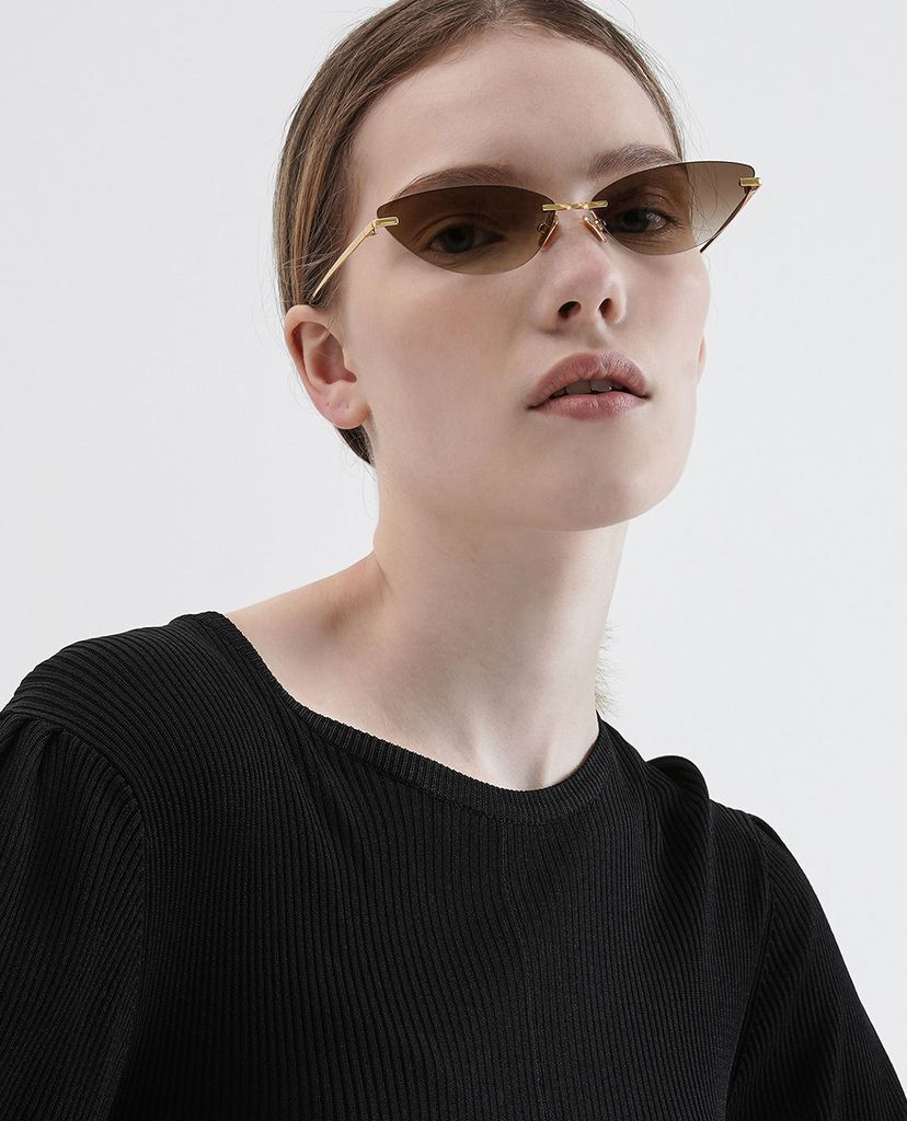 CHARLES & KEITH - Kính mát gọng mắt mèo Rimless