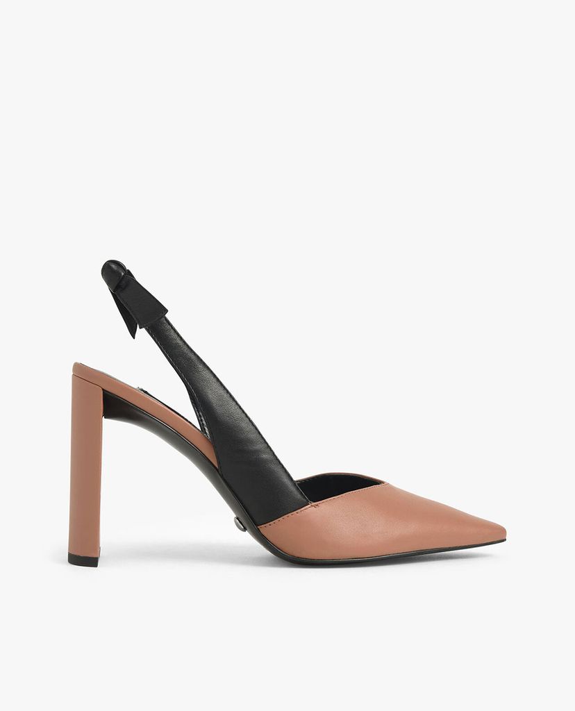 CHARLES & KEITH - Giày cao gót mũi nhọn Croc Effect Bow Slingback
