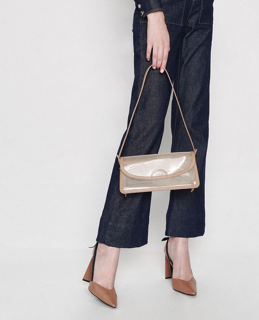 CHARLES & KEITH - Giày cao gót mũi nhọn Croc Effect Bow Slingback