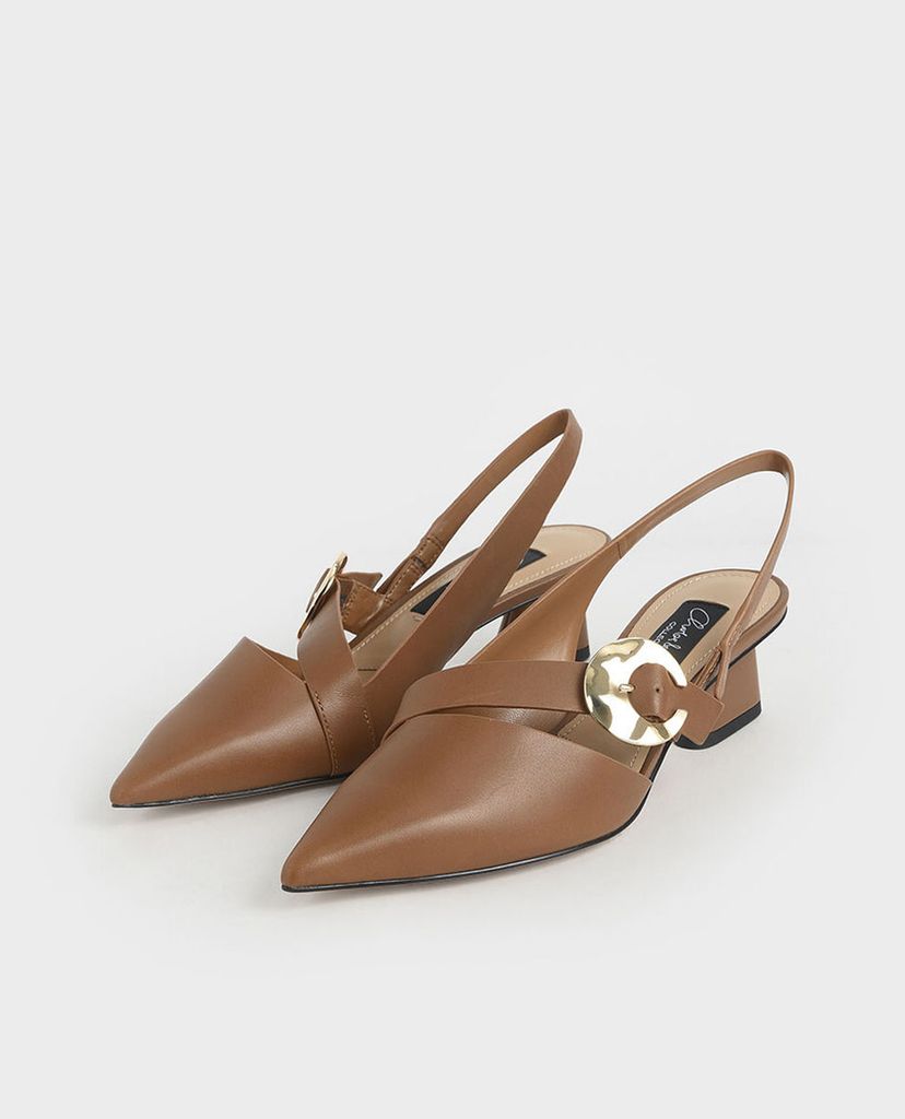 CHARLES & KEITH - Giày cao gót mũi nhọn Leather Hammered