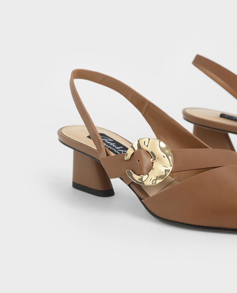 CHARLES & KEITH - Giày cao gót mũi nhọn Leather Hammered