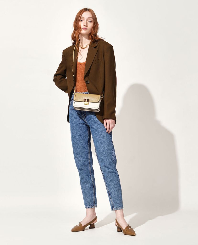 CHARLES & KEITH - Giày cao gót mũi nhọn Leather Hammered