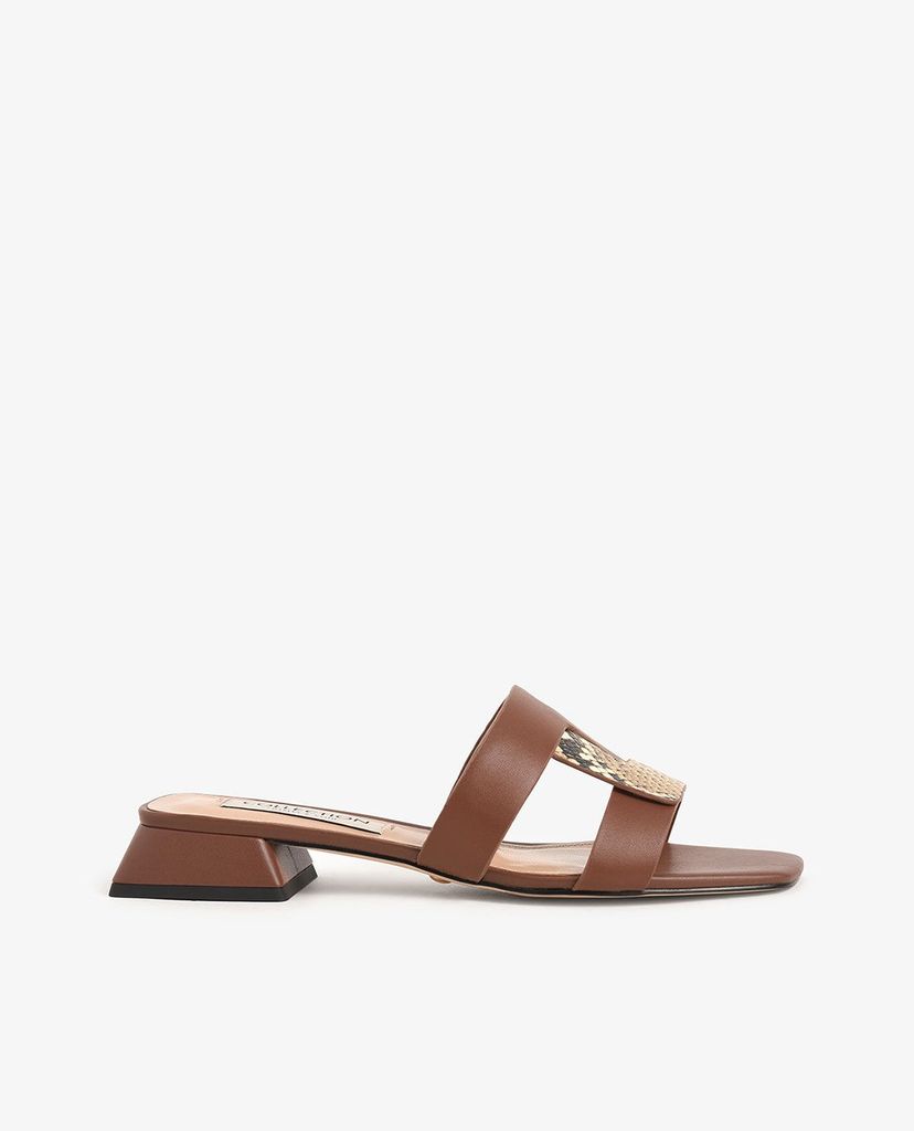 CHARLES & KEITH - Giày mules nữ quai ngang Leather Cut Out