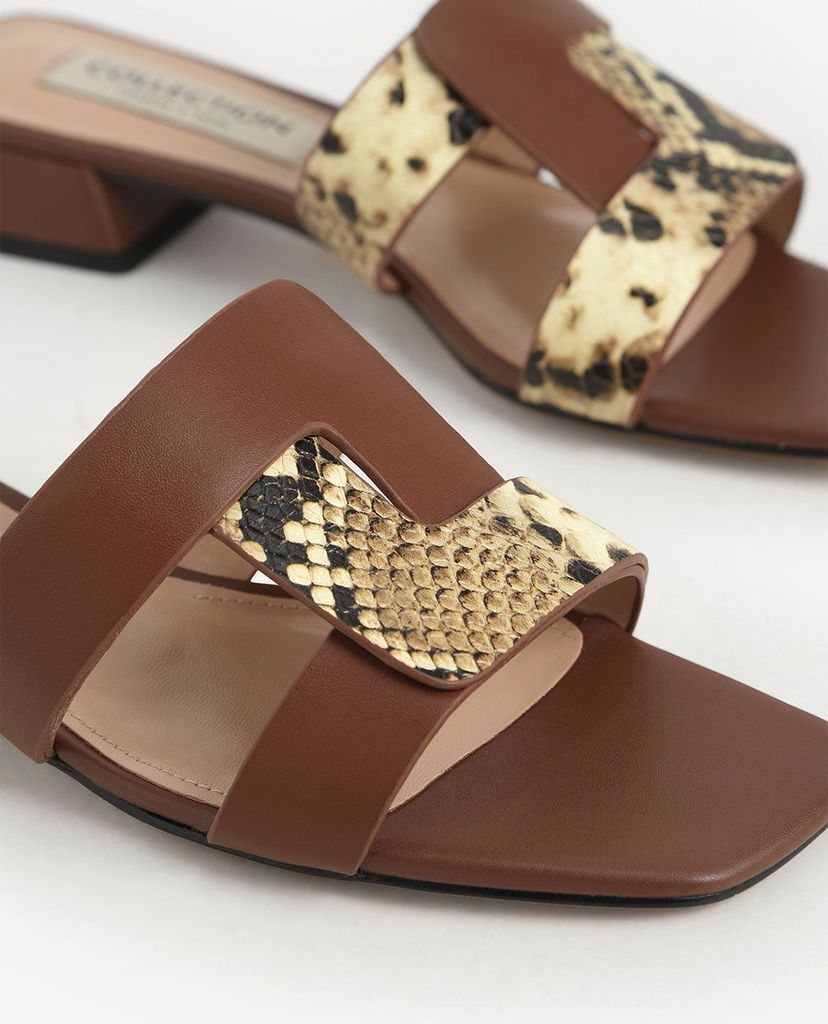 CHARLES & KEITH - Giày mules nữ quai ngang Leather Cut Out