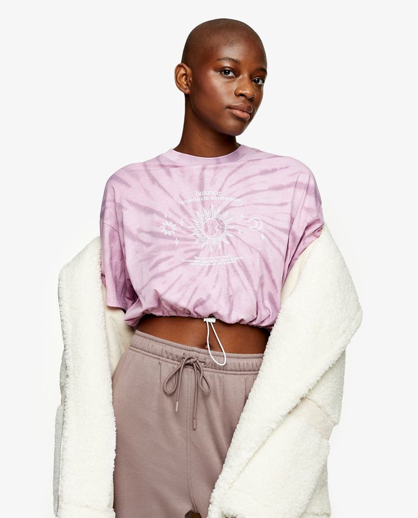 TOPSHOP - Áo thun nữ croptop Pink Tie Dye Mystic Bubble