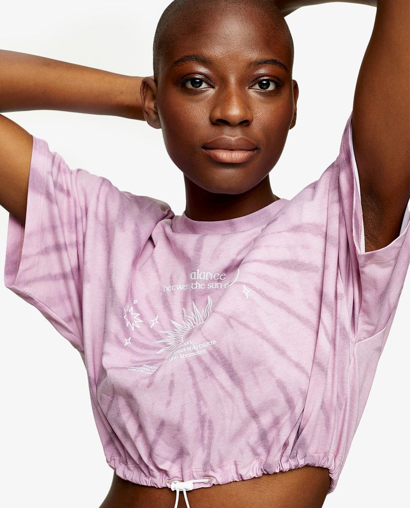 TOPSHOP - Áo thun nữ croptop Pink Tie Dye Mystic Bubble