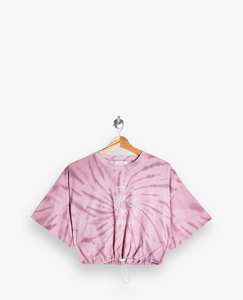 TOPSHOP - Áo thun nữ croptop Pink Tie Dye Mystic Bubble