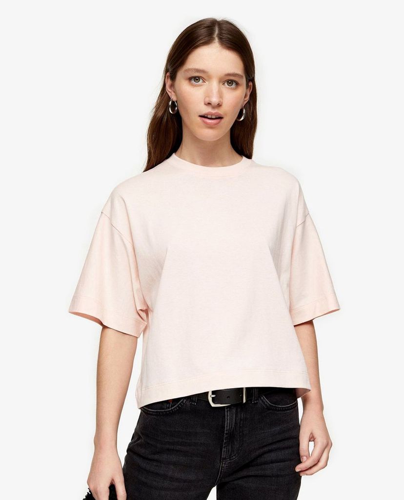 TOPSHOP - Áo thun nữ cổ tròn tay lỡ Pink Panel Boxy
