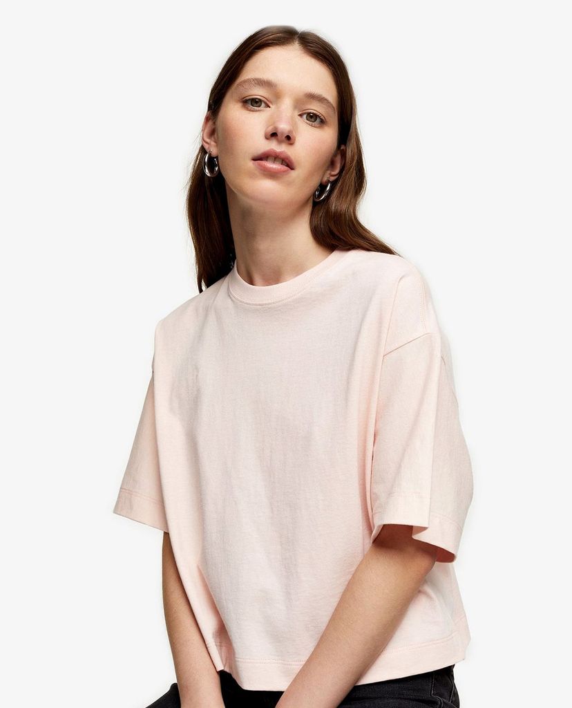 TOPSHOP - Áo thun nữ cổ tròn tay lỡ Pink Panel Boxy