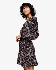 TOPSHOP - Đầm mini cổ V tay dài Floral Print Wrap