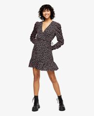 TOPSHOP - Đầm mini cổ V tay dài Floral Print Wrap