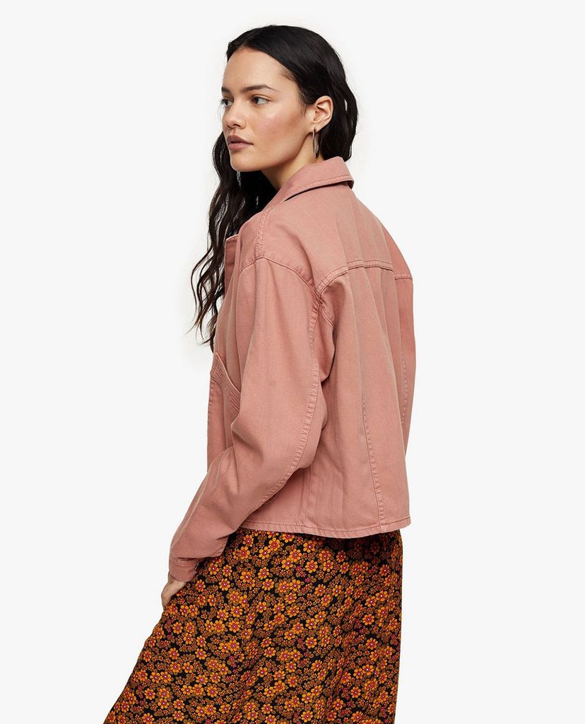 TOPSHOP - Áo khoác nữ cổ bẻ CONSIDERED Pink Boxy Crop Shacket