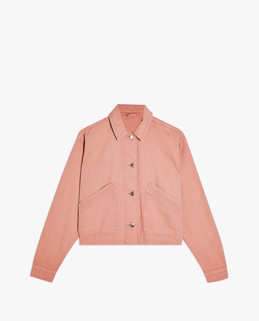 TOPSHOP - Áo khoác nữ cổ bẻ CONSIDERED Pink Boxy Crop Shacket