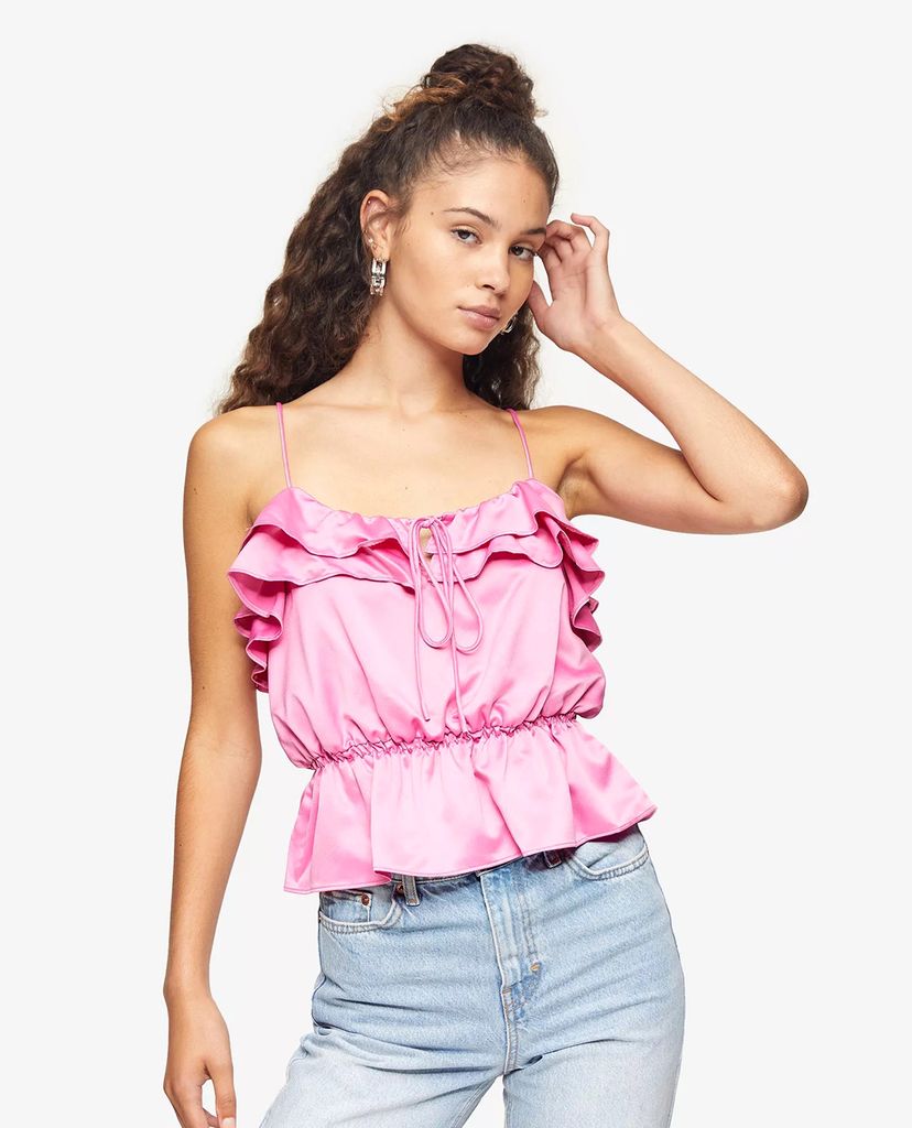 TOPSHOP - Áo kiểu nữ hai dây phối bèo Pink Ruffle Camisole